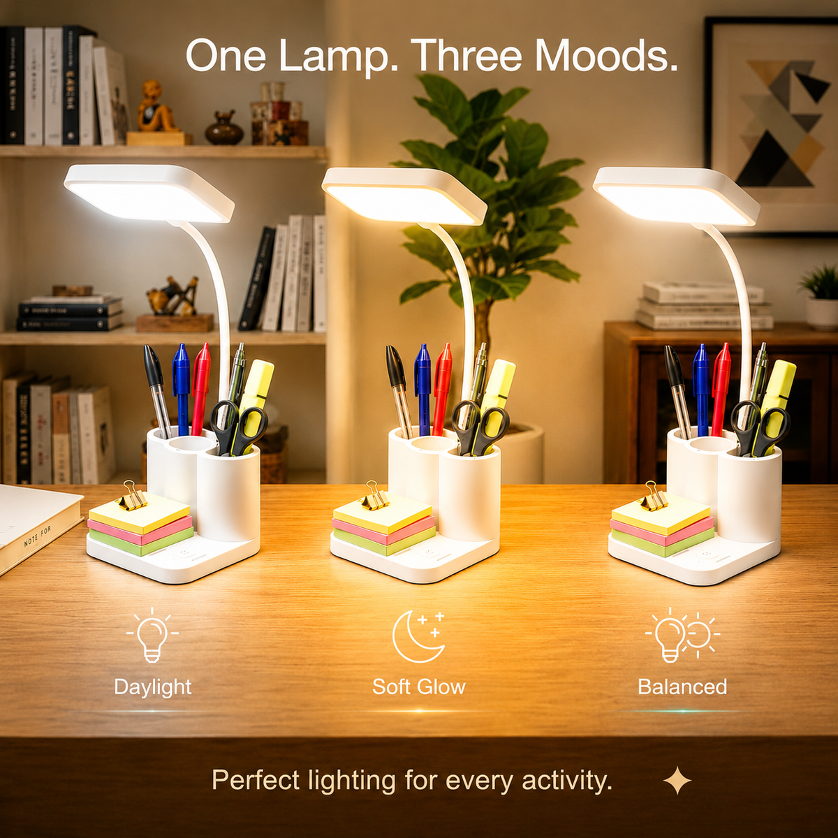 3-in-1 Rechargeable LED Desk Lamp